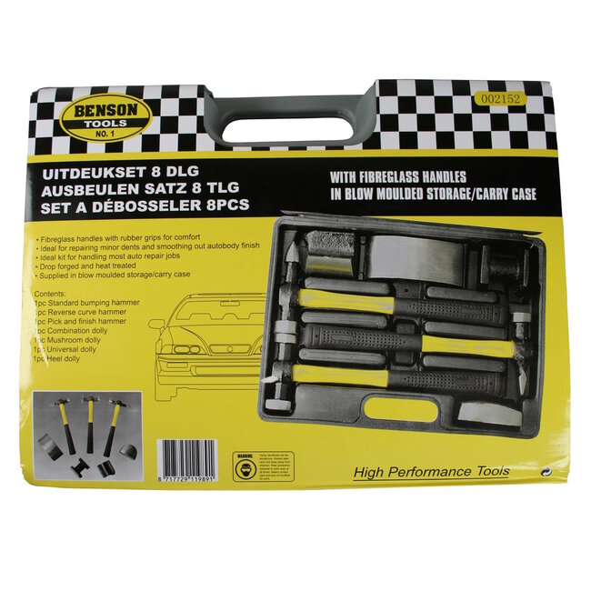 Benson Uitdeukset - Glasvezel Handvatten - Inclusief Opbergkoffer - 8-delig