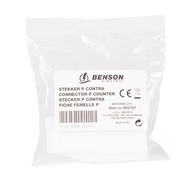 Benson Platte Type C contrastekker - wit - 2.5 Ampère