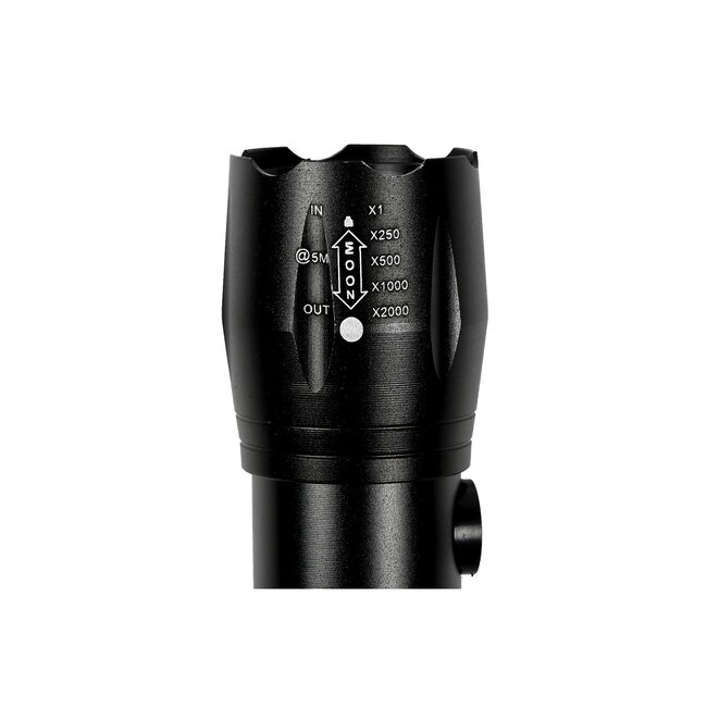 Hofftech Tactical zaklamp - LED en COB - oplaadbaar - 166 mm - 100/150 lumen - 1500 m bereik