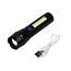 Hofftech Tactical LED-zaklamp - COB-zijlicht - Oplaadbaar - Compact - 116 mm