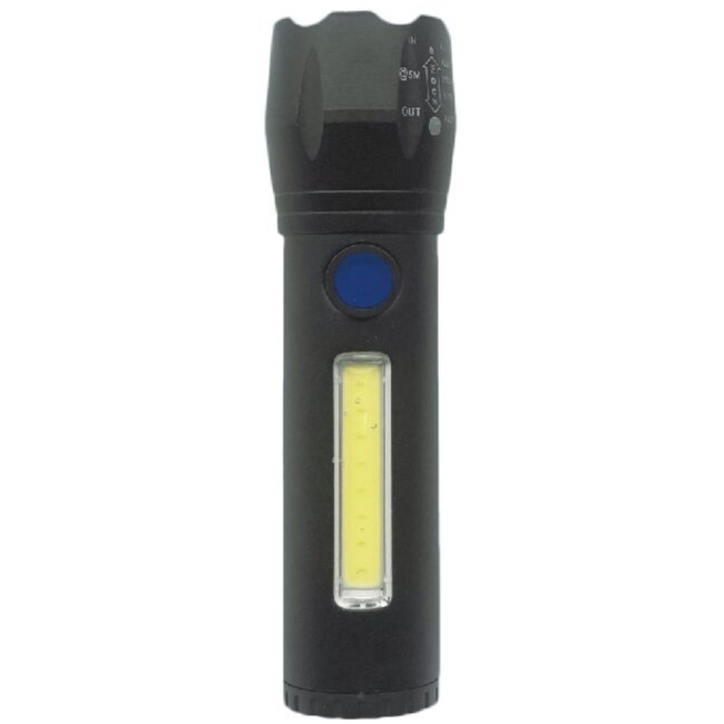 Hofftech Tactical LED-zaklamp - COB-zijlicht - Oplaadbaar - Compact - 116 mm