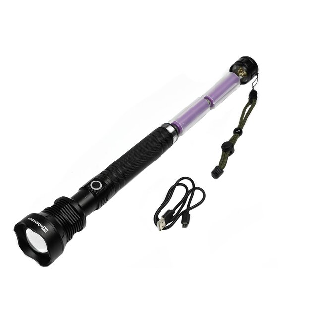 Hofftech Krachtige oplaadbare zaklamp - 800 lumen - aluminium - IP44 - 245 mm - 3 lichtmodi
