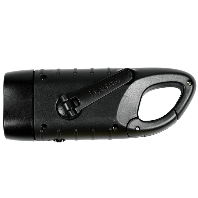 Hofftech Compacte zaklamp met karabijnhaak - solar en dynamo - 3 LED - 124x45x32 mm