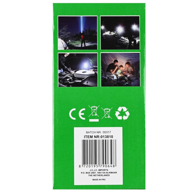 Hofftech Krachtige LED zaklamp - COB technologie - met handvat - zwart - 1 watt