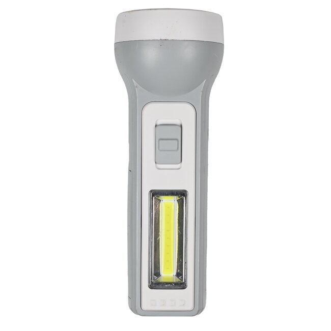 Hofftech Oplaadbare zaklamp - LED en COB - 1 watt - grijs - met USB-kabel