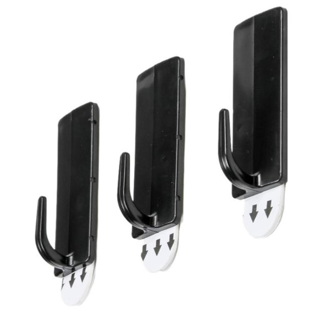 Benson Zelfklevende en verwijderbare haken - 5x2 cm - zwart - 3 stuks