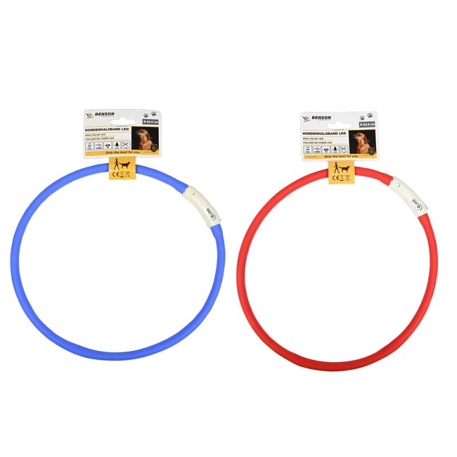 Benson Hondenhalsband - 12 LED's - USB oplaadbaar - Waterbestendig - Ø 23,5 cm - Mix