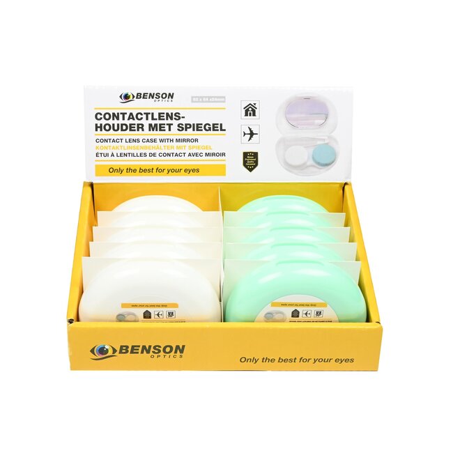 Benson Complete contactlenshouder met spiegel en accessoires - compact en handig voor onderweg
