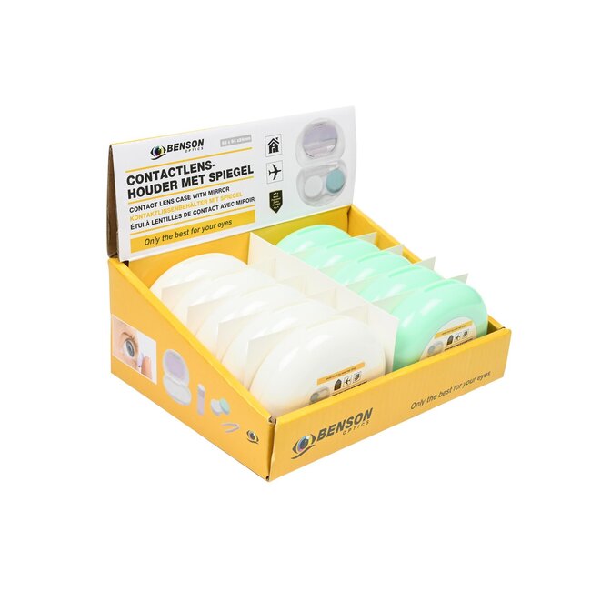 Benson Complete contactlenshouder met spiegel en accessoires - compact en handig voor onderweg