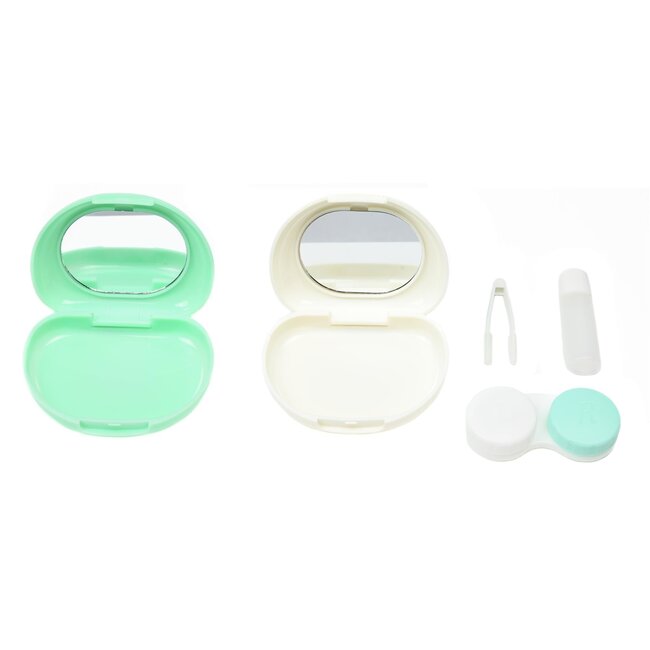 Benson Complete contactlenshouder met spiegel en accessoires - compact en handig voor onderweg