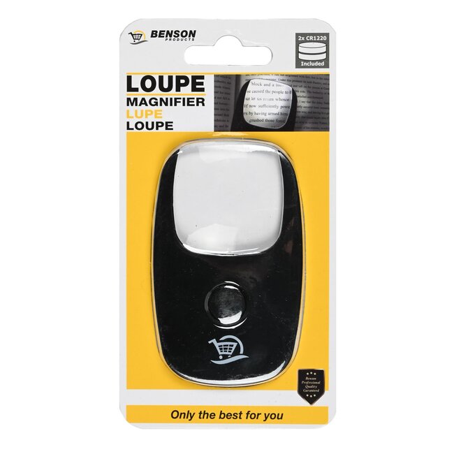 Benson Mini loep met LED-verlichting - 2.5x vergroting - zwart