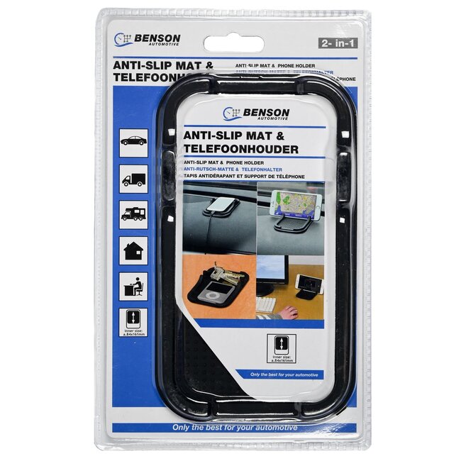 Benson Anti-slip mat en telefoonhouder - 84 x 161 mm - zwart - 2-in-1 ontwerp