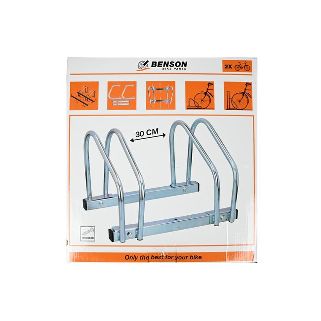Benson Fietsenrek voor 2 fietsen - Vloer- en muurbevestiging - Ruimtebesparend - Gegalvaniseerd - 395 x 320 x 270 mm