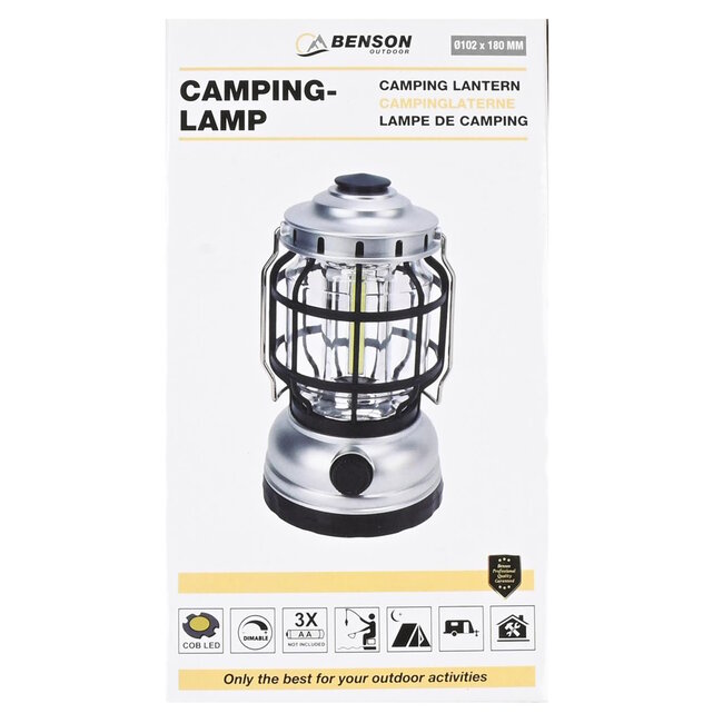 Benson Dimbare campinglamp - compact en duurzaam - Ø 102 x 180 mm - mix