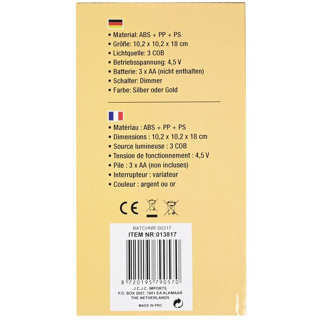 Benson Dimbare campinglamp - compact en duurzaam - Ø 102 x 180 mm - mix