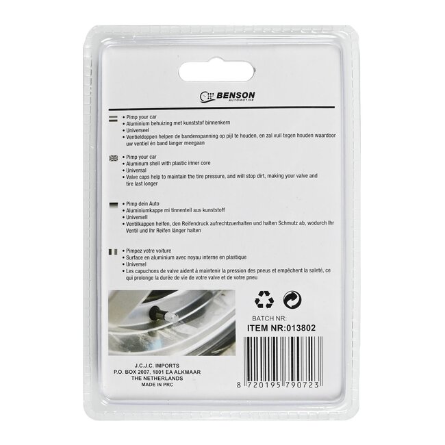 Benson Ventieldoppen set - Aluminium - Universeel - 4 stuks - Duurzaam en stijlvol