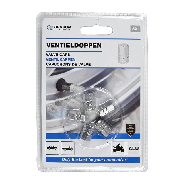 Benson Ventieldoppen set - Hoogwaardig aluminium - Universeel - 5 stuks
