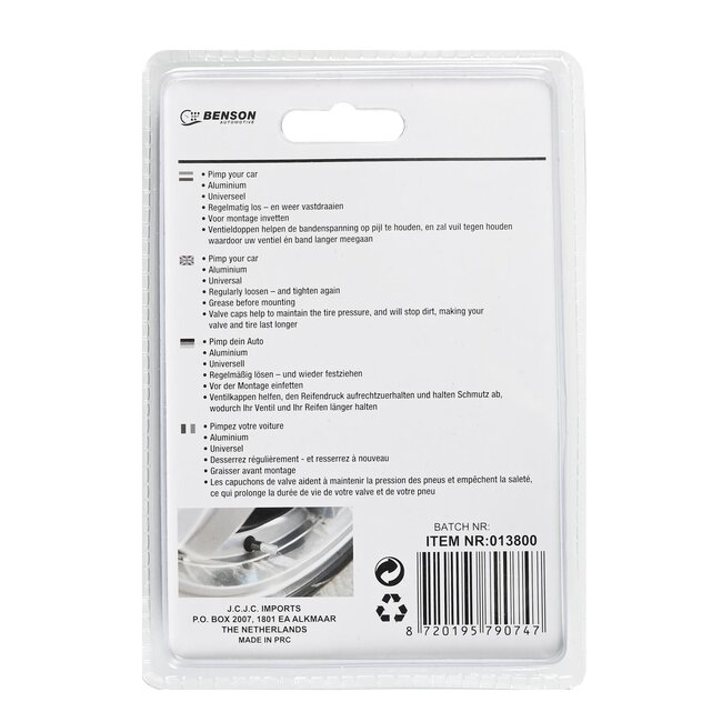 Benson Ventieldoppen set - Hoogwaardig aluminium - Universeel - 5 stuks