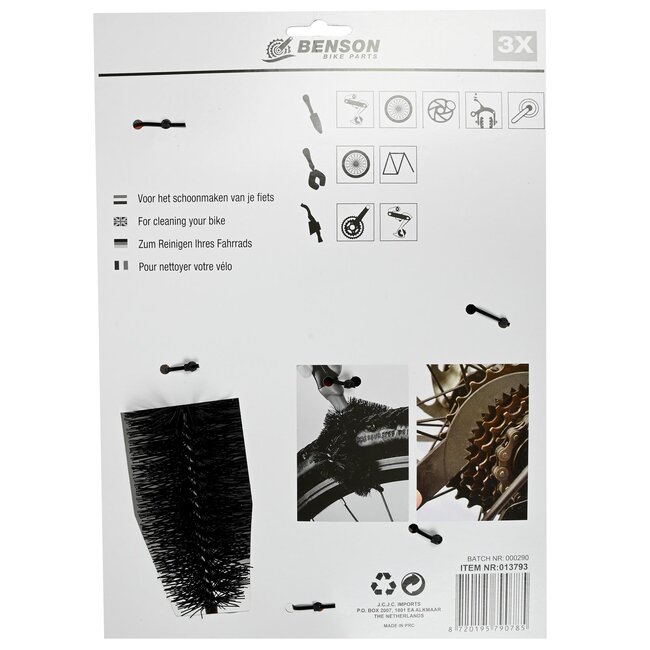 Benson 3-delige borstelset voor fietsreiniging - ideaal voor spaken, frame en ketting