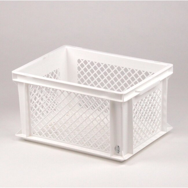 Lastpak Middelgrote fietskrat - kunststof - wit - 40x30x22 cm - geperforeerde bodem