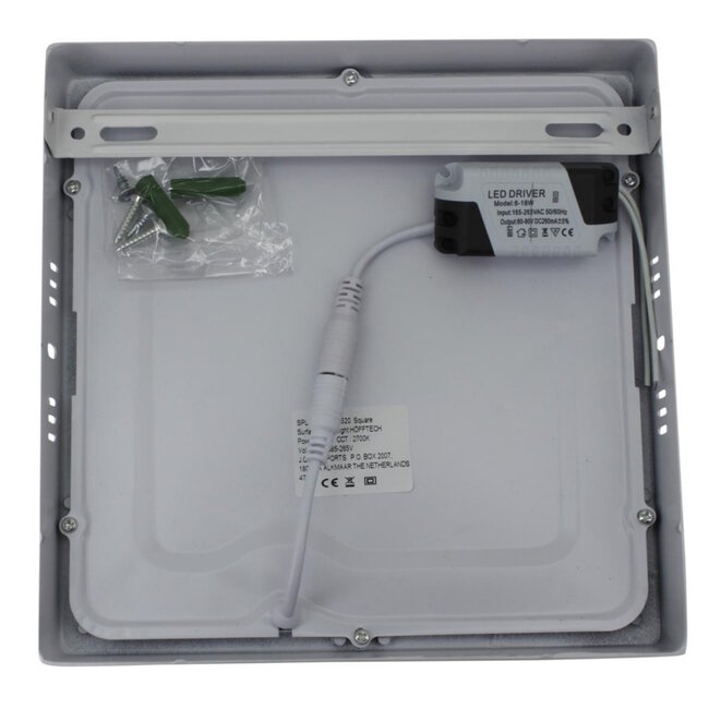 Hofftech Vierkante LED plafondlamp - warm wit licht - 22 x 22 cm - 18W - 1350 lumen