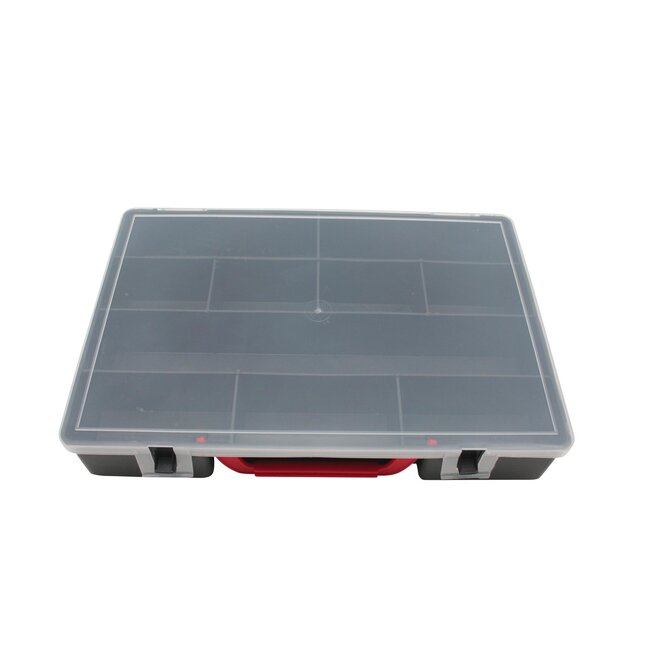 Benson Assortimentskoffer - 10 vakken - 30 x 22 x 6 cm - 2 sluitclips - Stevig polypropyleen
