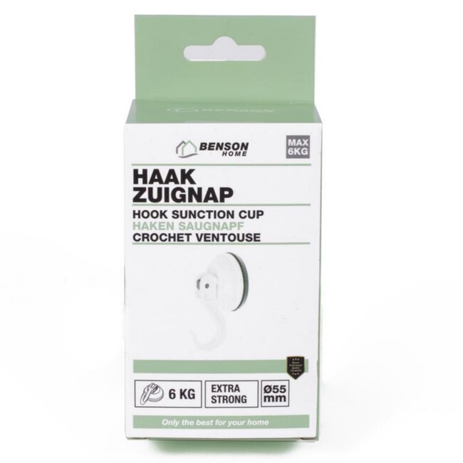 Benson Zuignap met haak - Ø 55 mm - Max. 6 kg - Wit