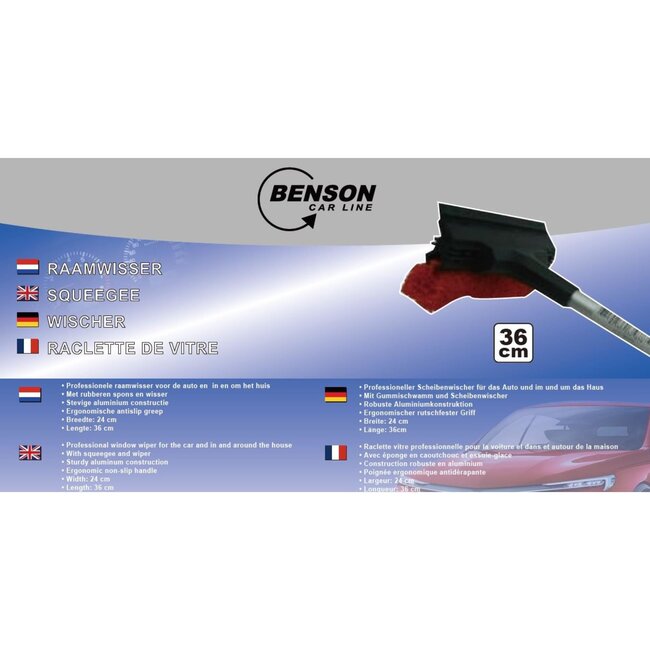 Benson Professionele raamwisser - rubberen spons - 36 cm - ergonomische antislip greep