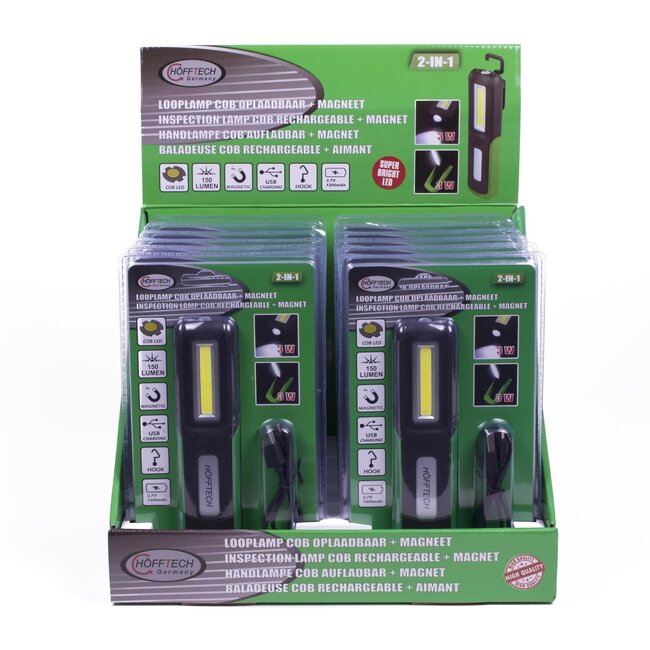 Benson Oplaadbare looplamp met magneet en haak - 150 lumen - 2-in-1 ontwerp