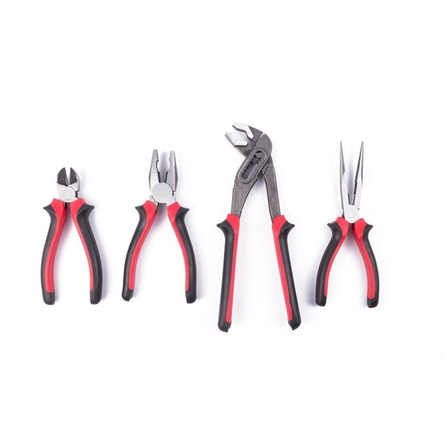 Benson Tangenset - ergonomische grip - rood/zwart - 4-delig
