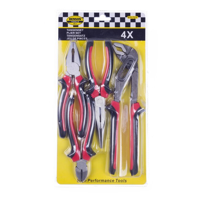 Benson Tangenset - ergonomische grip - rood/zwart - 4-delig