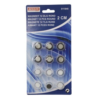 Benson Transparante en zwarte magneten - Ø 20 mm - 12 stuks - voor whiteboards