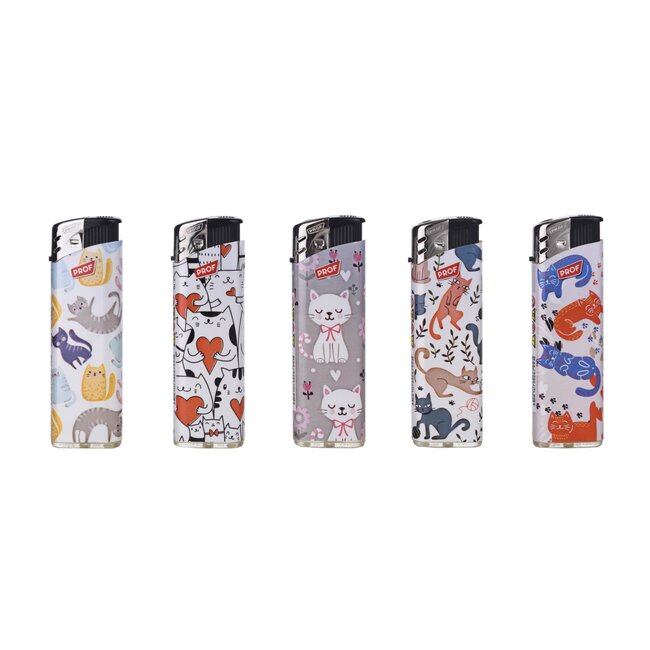 Prof Wegwerpaanstekers - schattig kattenontwerp - 50 stuks - vaste vlamhoogte - 8 x 2,4 x 1,2 cm