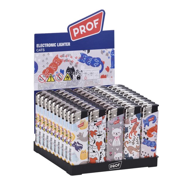 Prof Wegwerpaanstekers - schattig kattenontwerp - 50 stuks - vaste vlamhoogte - 8 x 2,4 x 1,2 cm