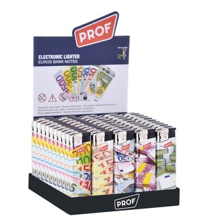 Prof Wegwerpaanstekers - Euro Bankbiljetten - 50 stuks - 8 x 2.4 x 1.2 cm - Display verpakking