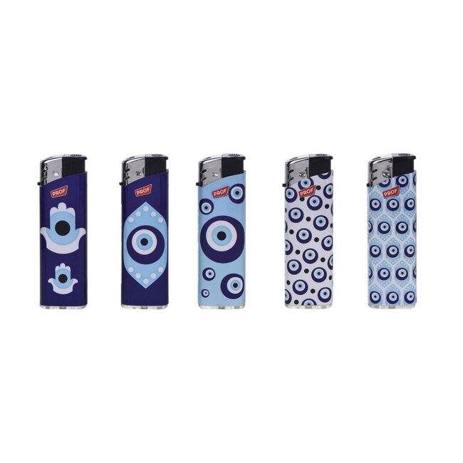 Prof Stijlvolle wegwerpaanstekers - Evil Eye patroon - 50 stuks - 8 x 2.4 x 1.2 cm