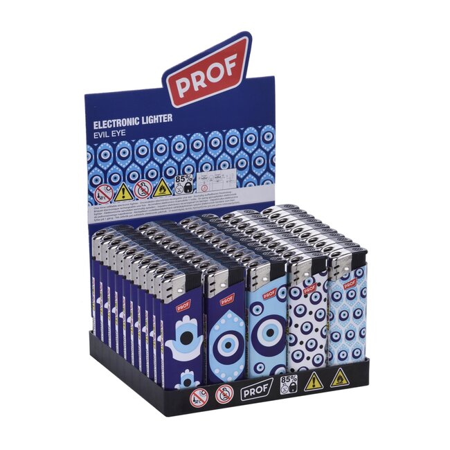 Prof Stijlvolle wegwerpaanstekers - Evil Eye patroon - 50 stuks - 8 x 2.4 x 1.2 cm