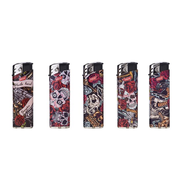 Prof Stoere wegwerpaanstekers - Hard Skull print - 50 stuks - 8 x 2.4 x 1.2 cm