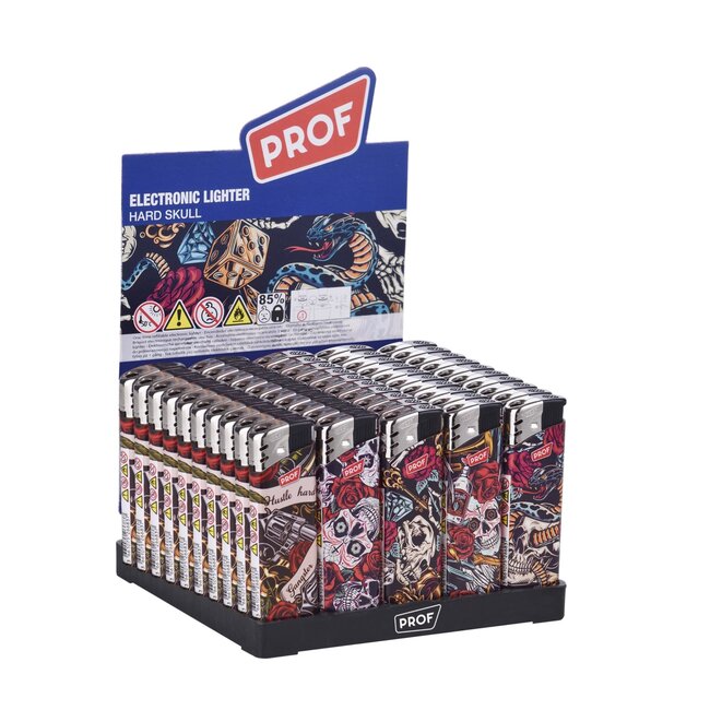 Prof Stoere wegwerpaanstekers - Hard Skull print - 50 stuks - 8 x 2.4 x 1.2 cm