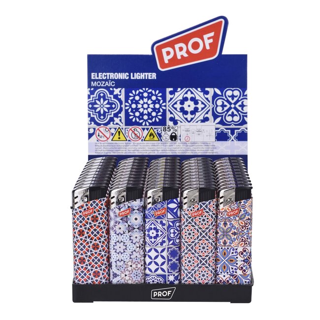 Prof Wegwerpaansteker - Mozaic design - Vaste vlamhoogte - 50 stuks - 8 x 2.4 x 1.2 cm