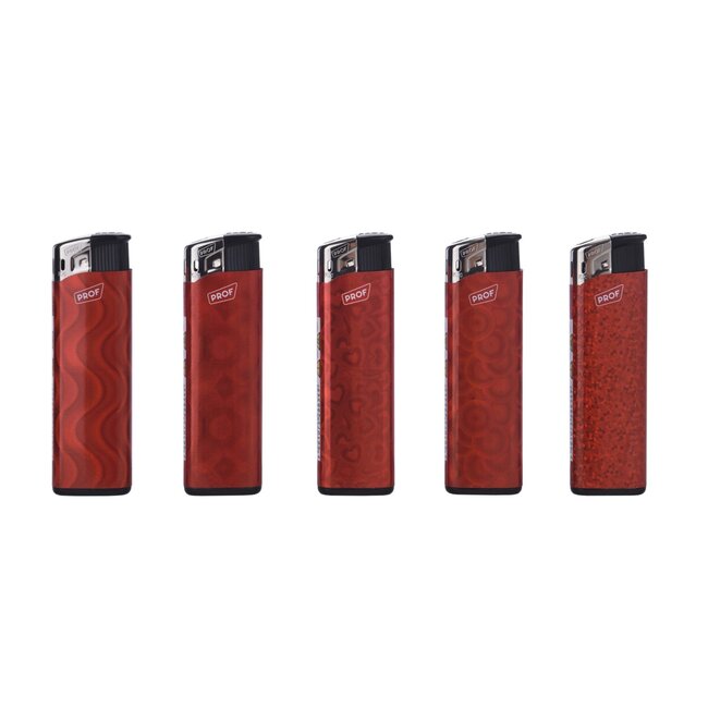 Prof Compacte wegwerpaanstekers - Shiny Red - vaste vlamhoogte - 50 stuks