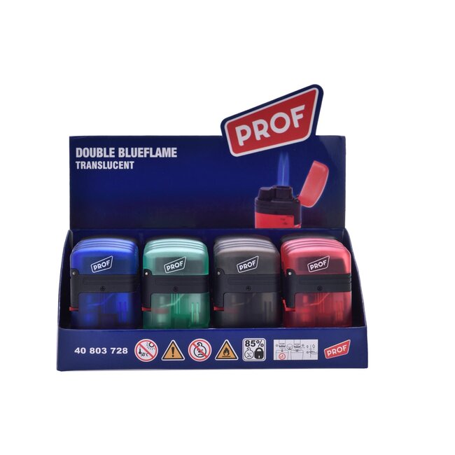 Prof Stormaansteker - Dubbele jetflame - Translucent - Comfortabel design