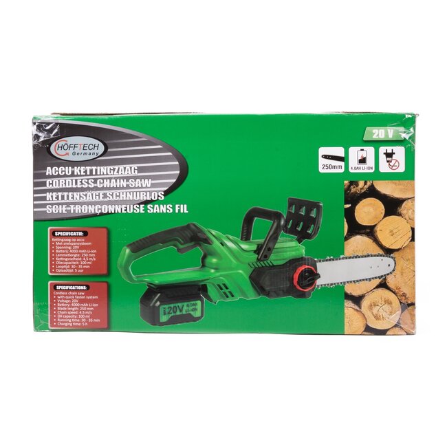 Hofftech Elektrische accukettingzaag - lichtgewicht - snelspansysteem - 250 mm zaaglengte - groen