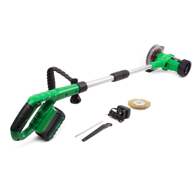 Hofftech Accu onkruidborstel - 20V - telescopische buis - incl. nylon en metalen borstel - 100mm