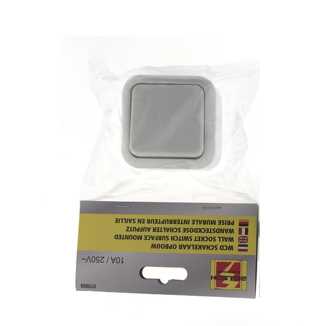 Benson Wandcontactdoos met schakelaar - Opbouw - Wit - IP20 - 61 x 61 x 35 mm