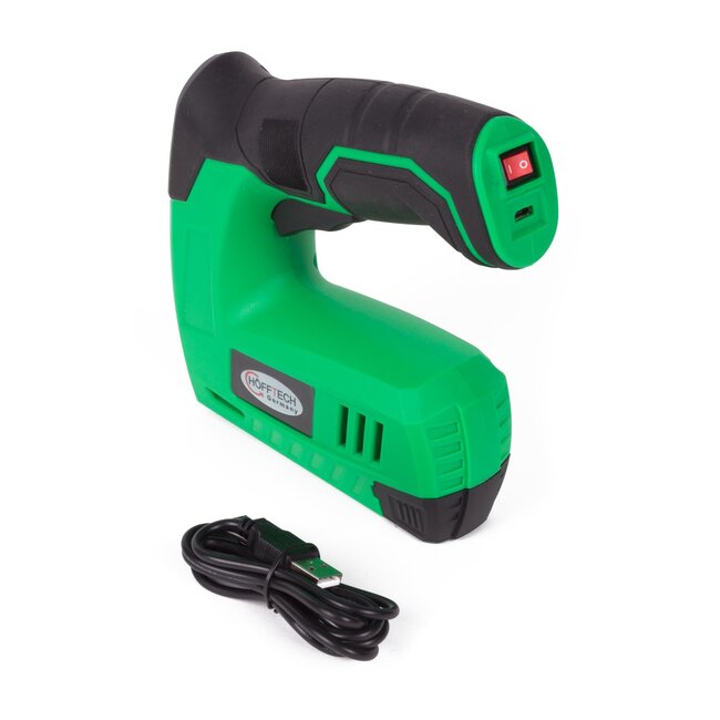 Hofftech Accu tacker - 4V - 1300 mAh - Inclusief 1000 nietjes en spijkers - USB-oplaadkabel