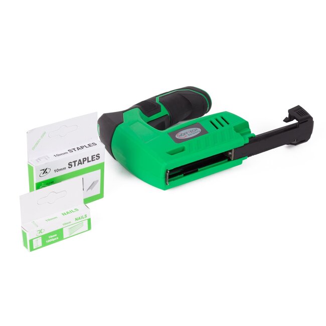 Hofftech Accu tacker - 4V - 1300 mAh - Inclusief 1000 nietjes en spijkers - USB-oplaadkabel