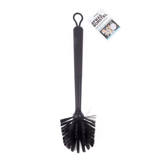 Benson Luxe afwasborstel - ovaal - 27,5 cm - zwart - met ophanglus