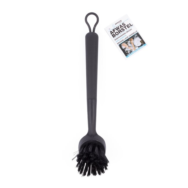 Benson Luxe afwasborstel - rond - zwart - 27,5 cm - met ophanglus