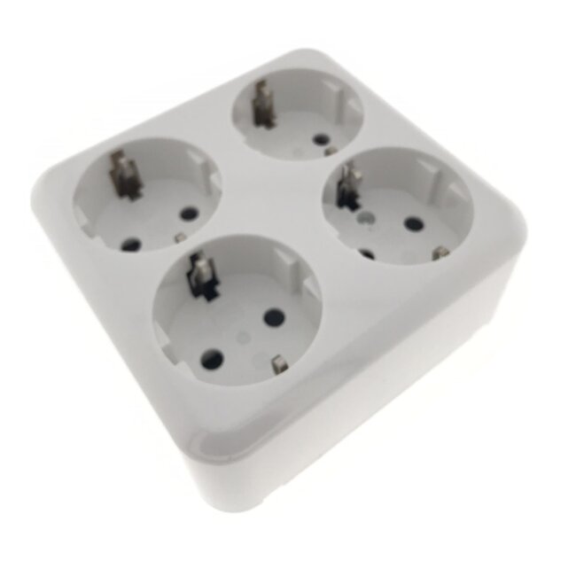 Benson Wandcontactdoos opbouw - 4-voudig - randaarde - wit - 107x102x43 mm